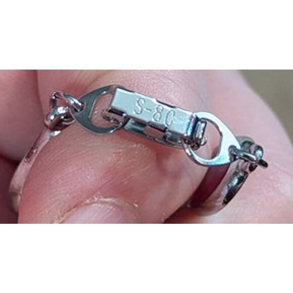 VTG Abalone Sterling Silver Plated S-80 Bracelet Box Clasp 8" Paua Pink Green - Picture 5 of 6